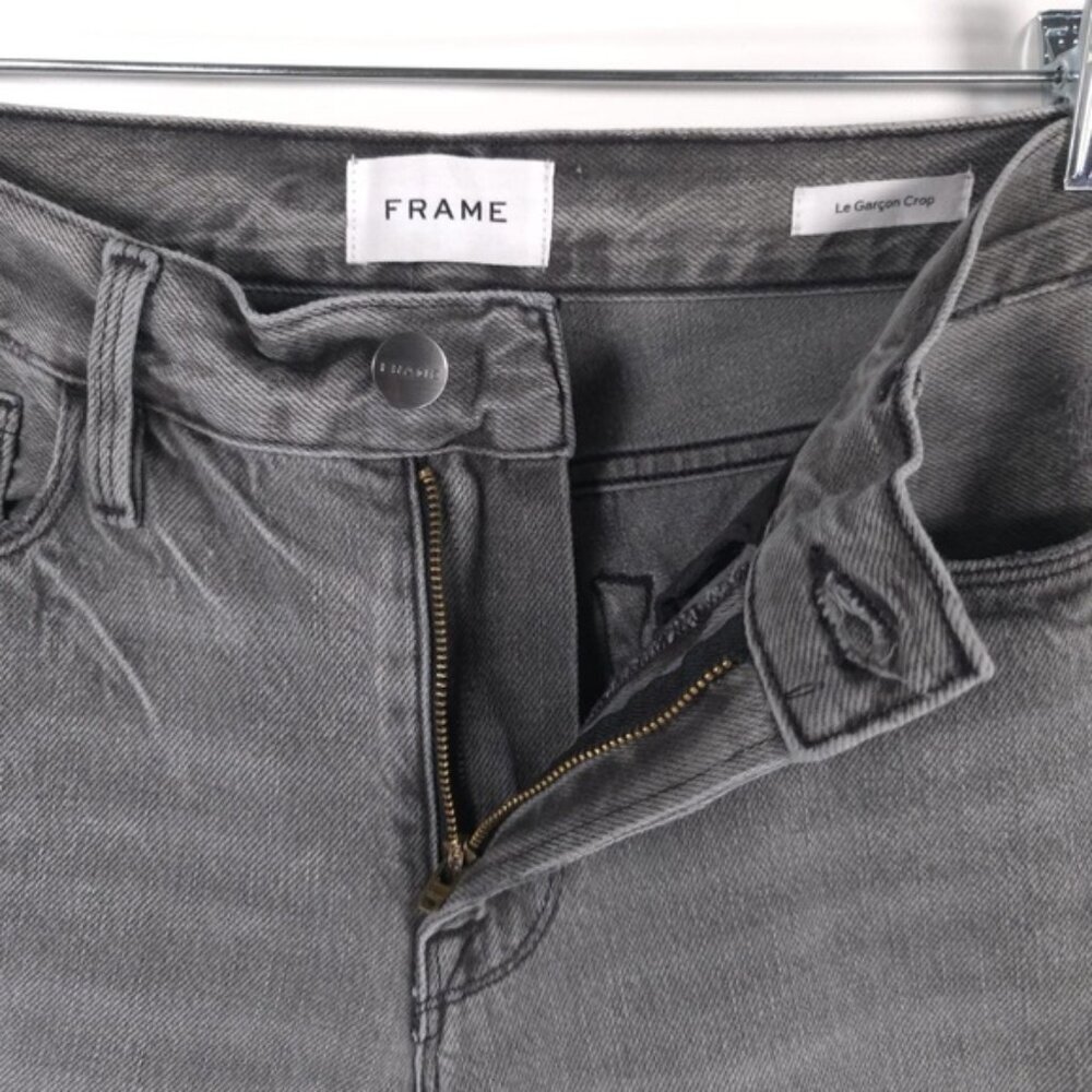 NWT FRAME LE GARÇON CROP Mid Rise Straight Fit Distressed Monsoon Jeans Size 25 - Picture 10 of 16